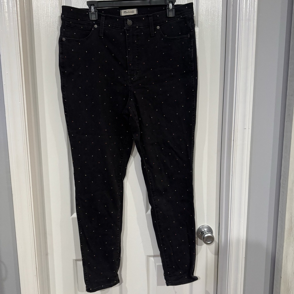 Madewell 10" High-Rise Skinny Jeans:‎ Metallic Rainbow Dot Aa966 Size 33 $158